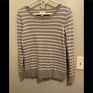 OLD NAVY Grey and white striped sweater with silver glitter.
